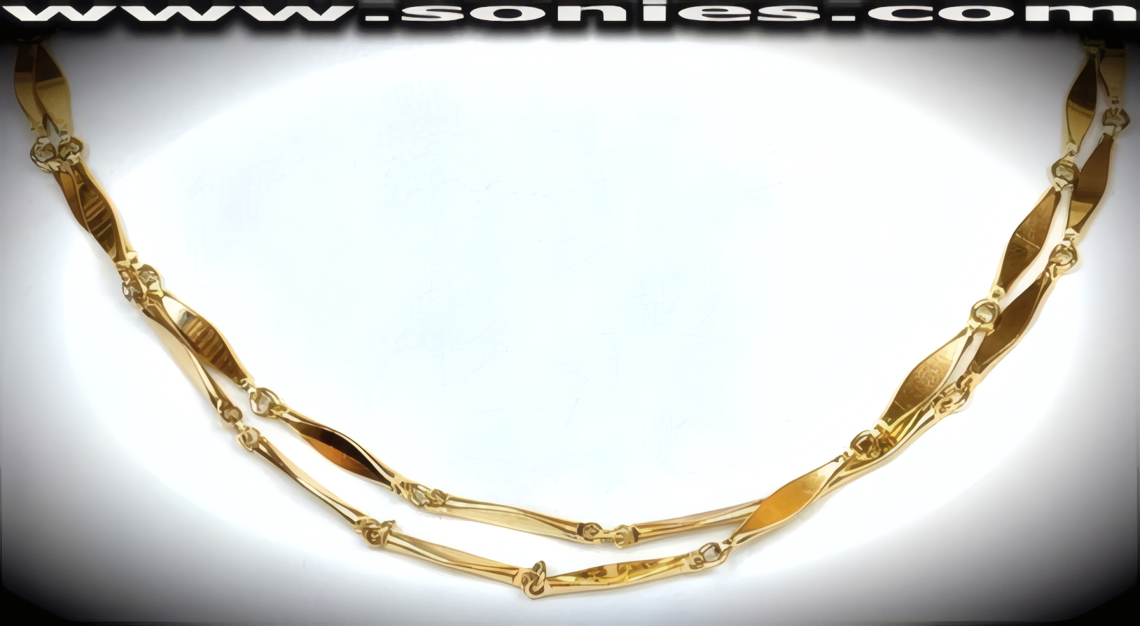 Demodocus gold metal diamond link long necklace