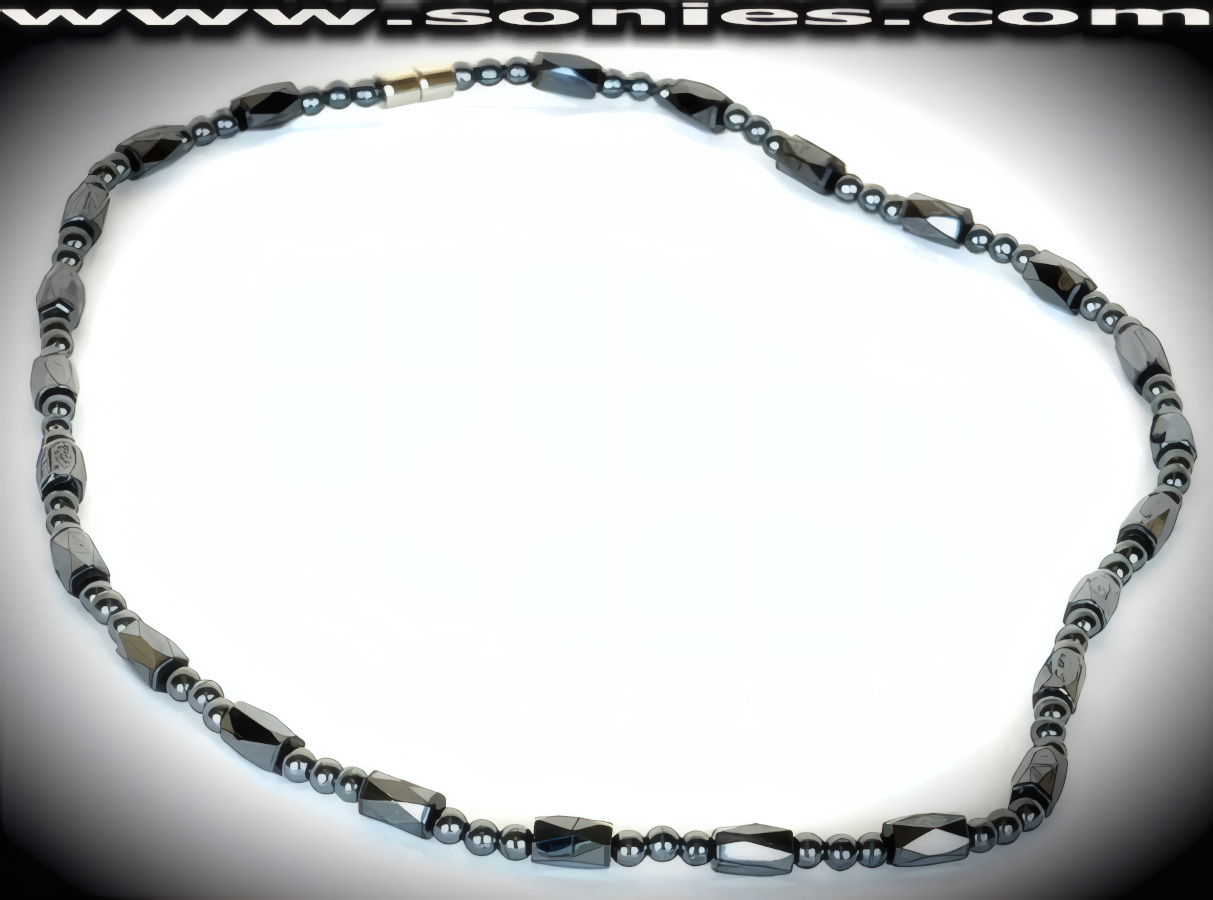 Diomedes magnetic Hematite beaded necklace