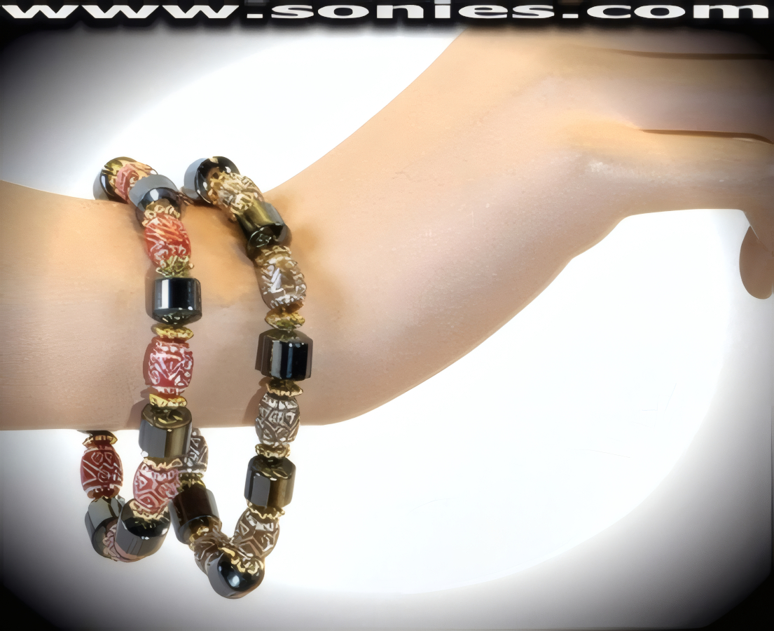 Arcturus Aztec beaded stretch bracelet with Hematite beads