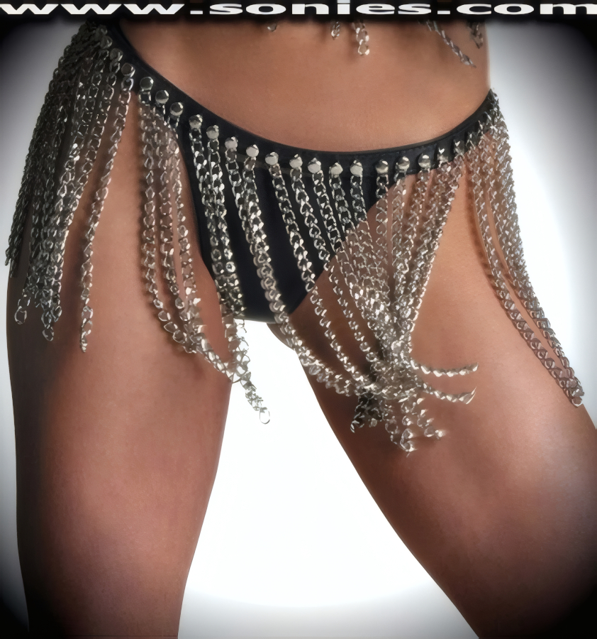 Letoüm leather with metal chains fringe mini skirt