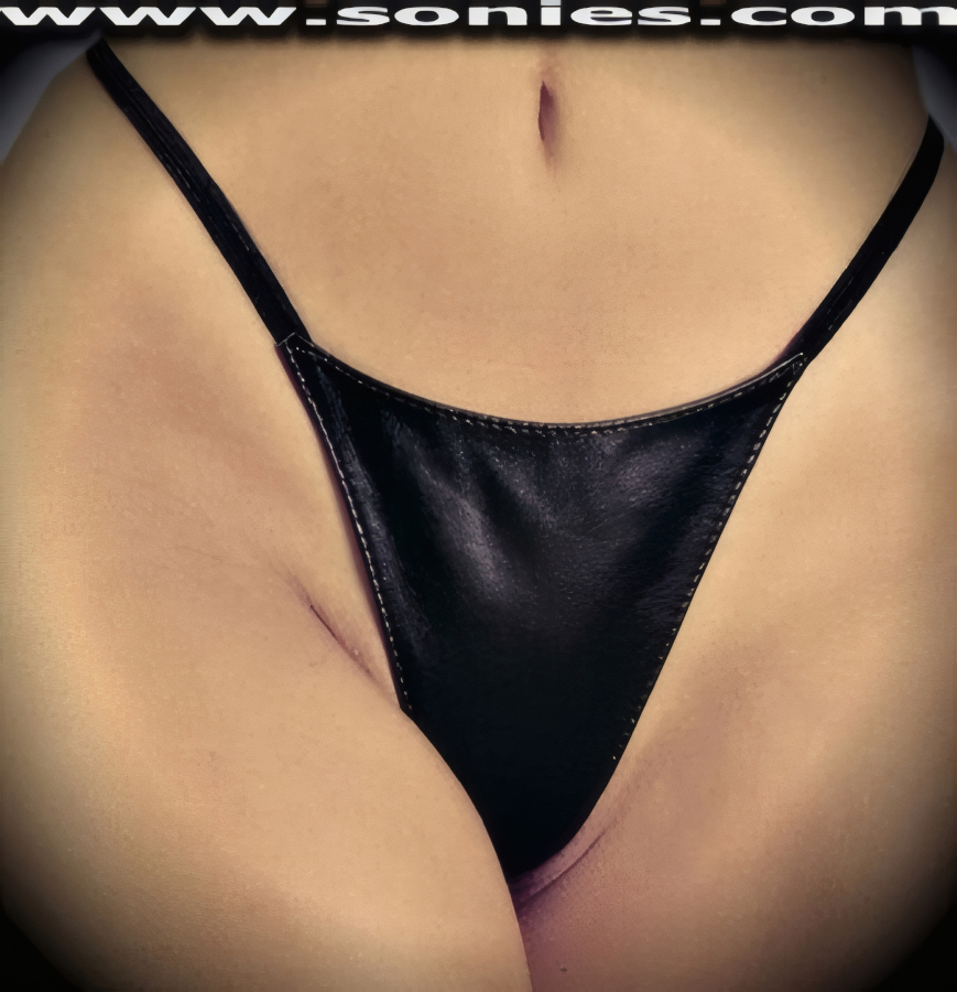 Aghios low-rise handcrafted genuine leather G-String panty