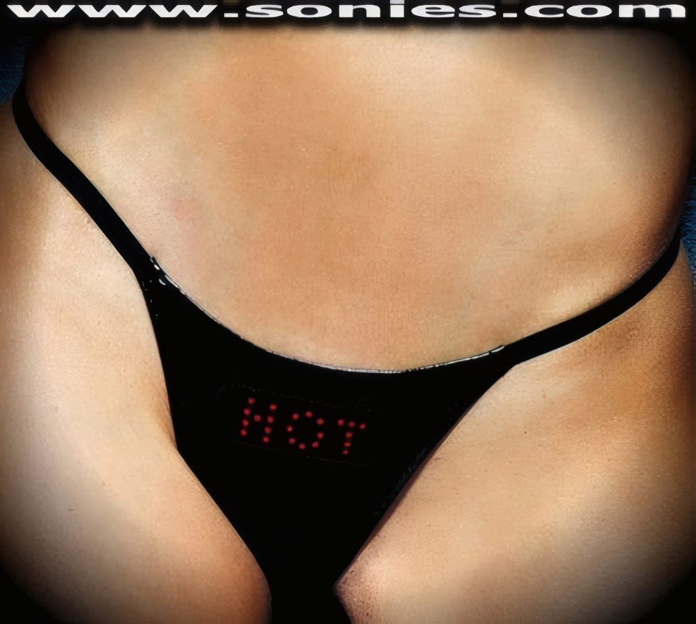 Vinyl G-String panty with contrasting red "Hot" front lettering