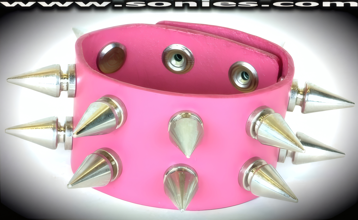 Allalihorn Pink Leather Spiked Wristband