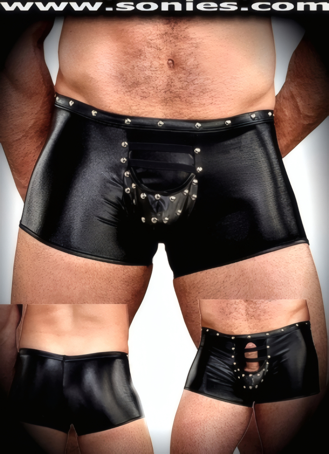 Men's Hermes low-rise dance-wear shorts with ladder-like pouch