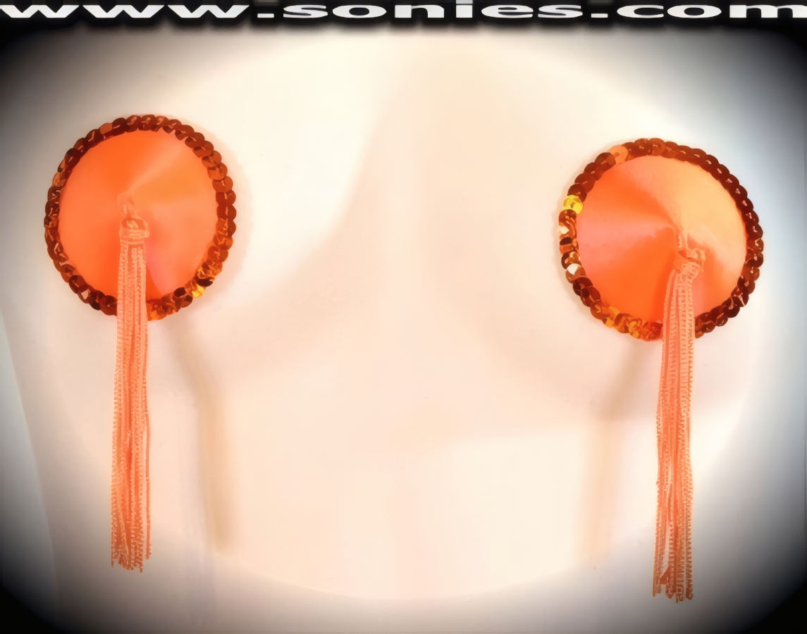 Afra satin pasties with sequin accent, tassels and glue