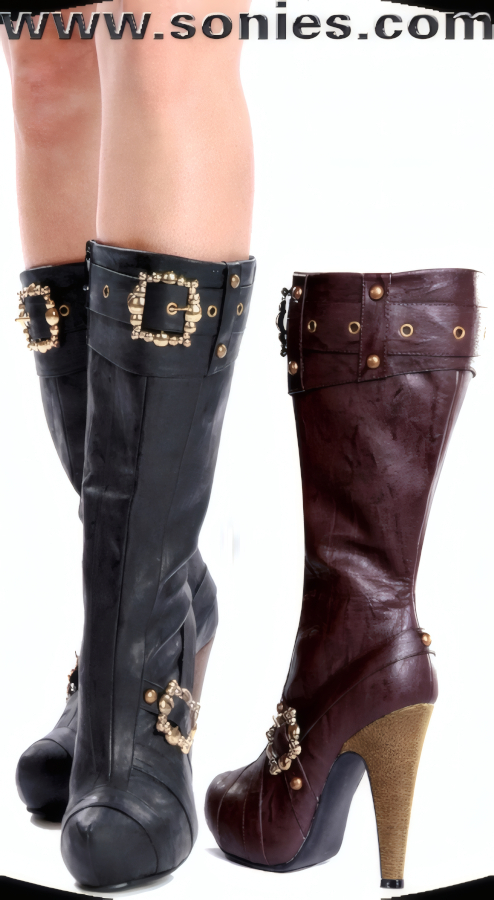 Aubrey 4-Inch Steampunk Knee-High Boots