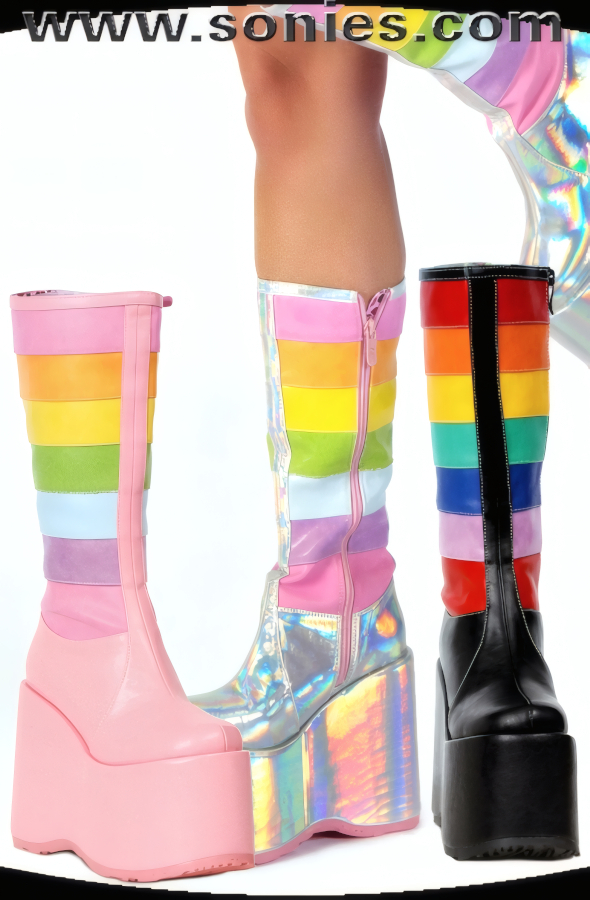 Jada 5-Inch Chunky Platform Rainbow Boots