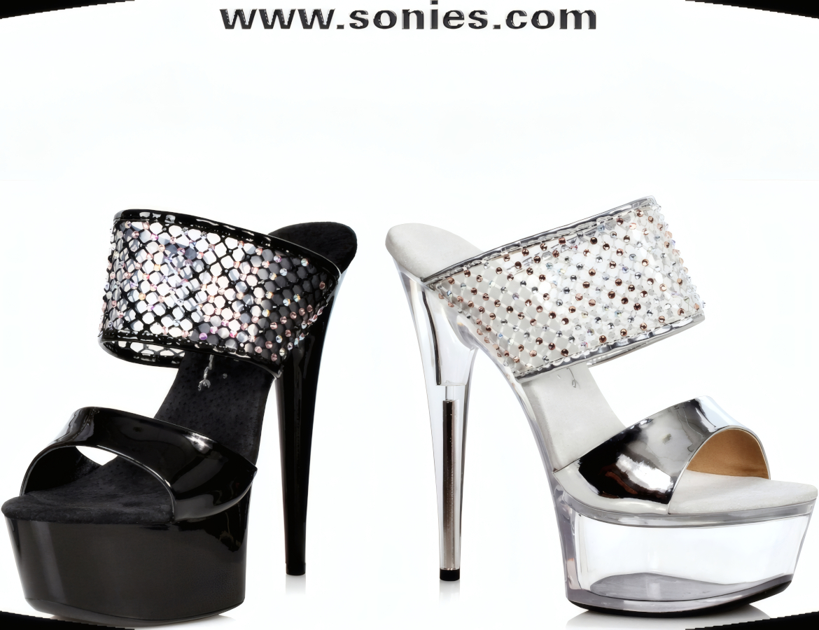 Aileen 6-Inch Rhinestone Net Sandals