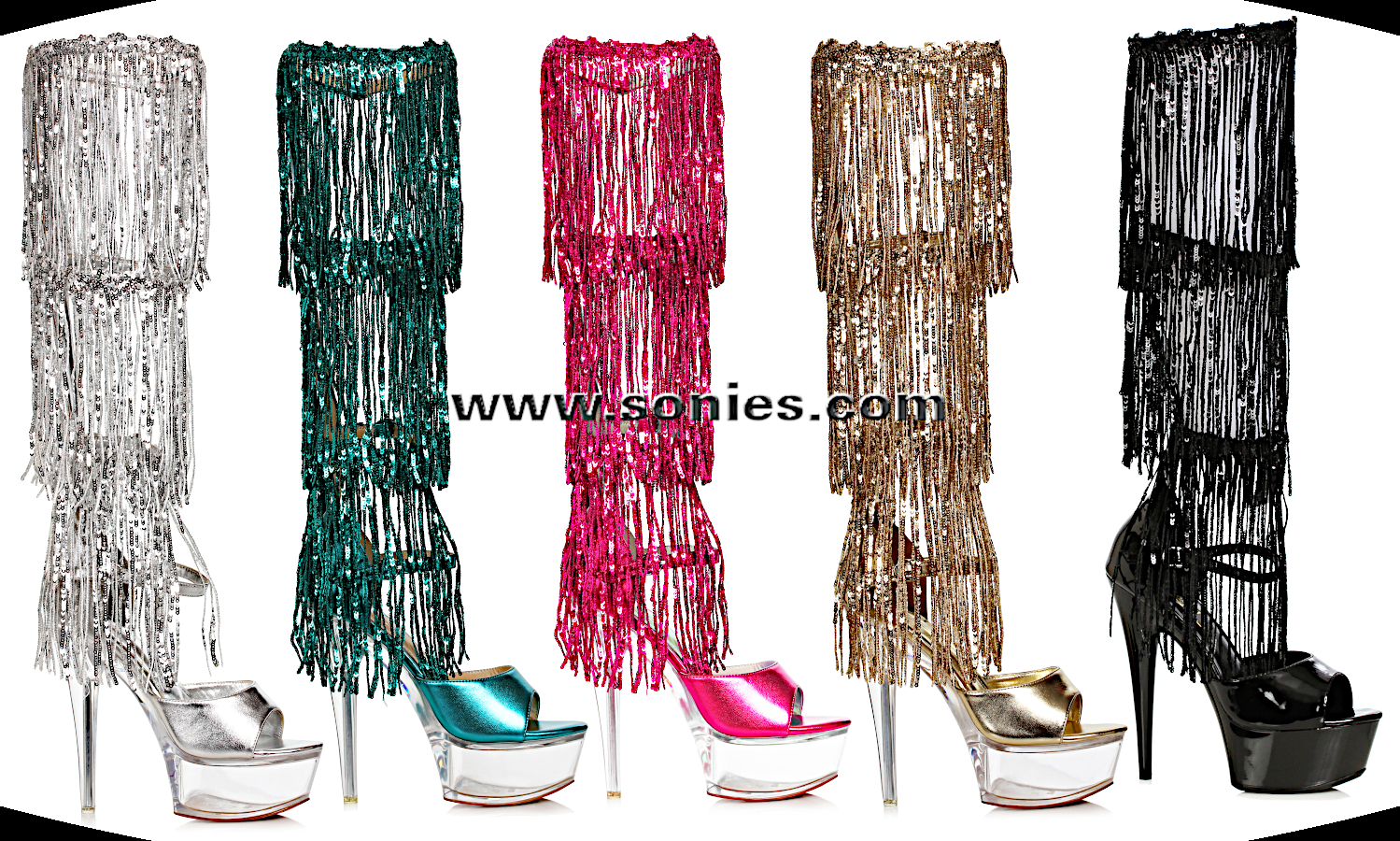 Lady 6-Inch Knee-High Fringe Sandals