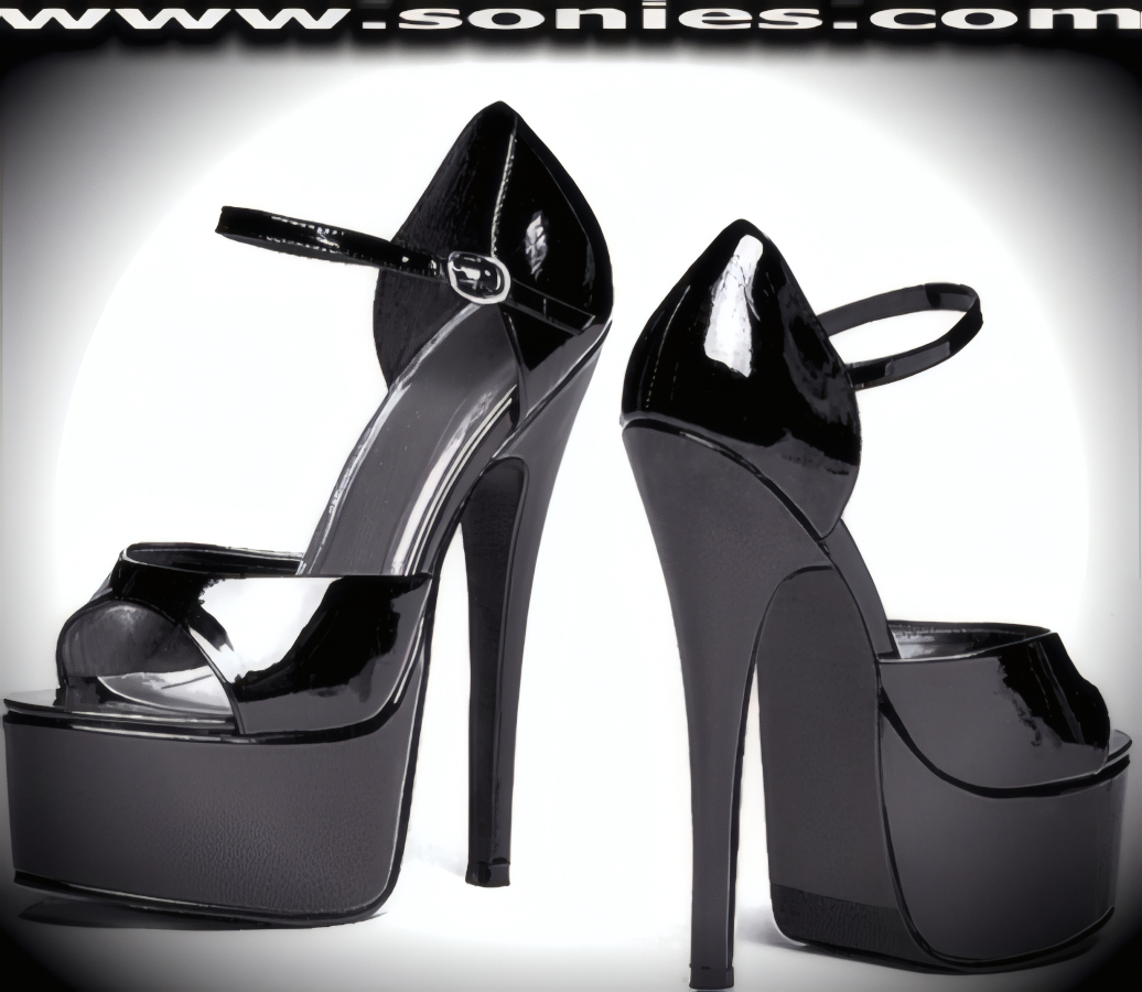 Bambi 6½-Inch Vinyl Open-Toe High-Heel Shoes