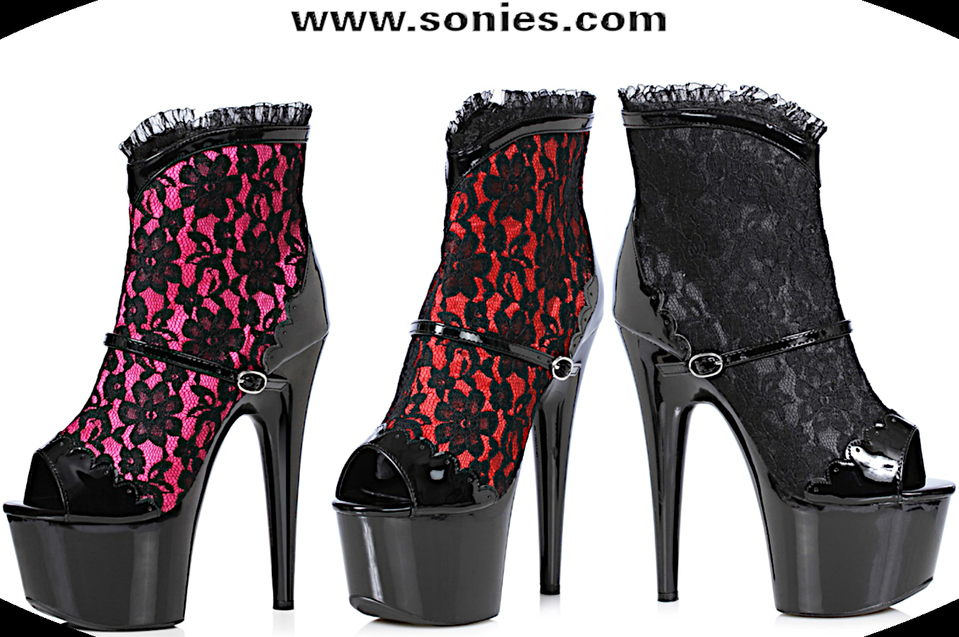 Camila 7-Inch Peep Toe Lace Ankle Boots