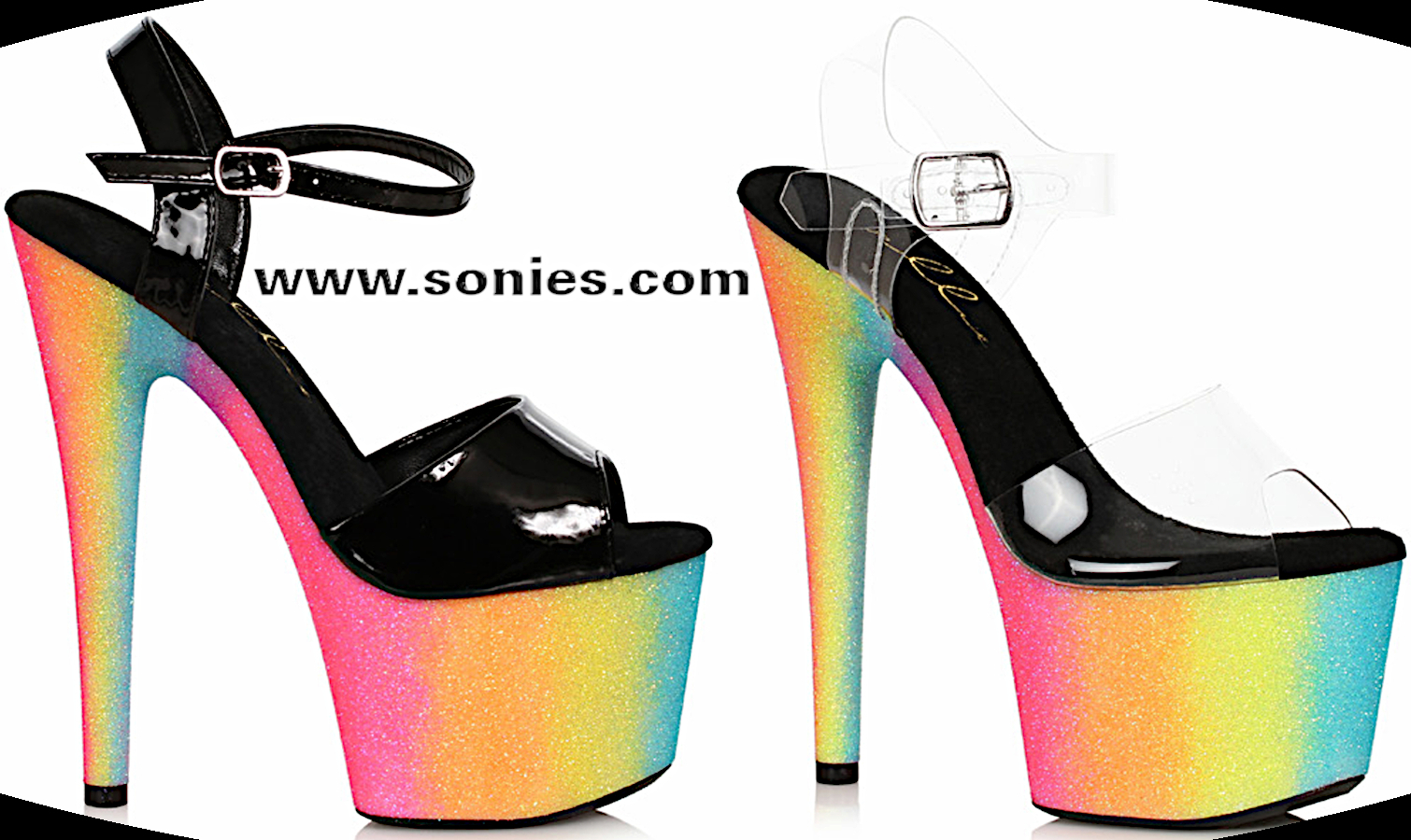 Candy 7-Inch Rainbow Glitter Open-Toe Sandals