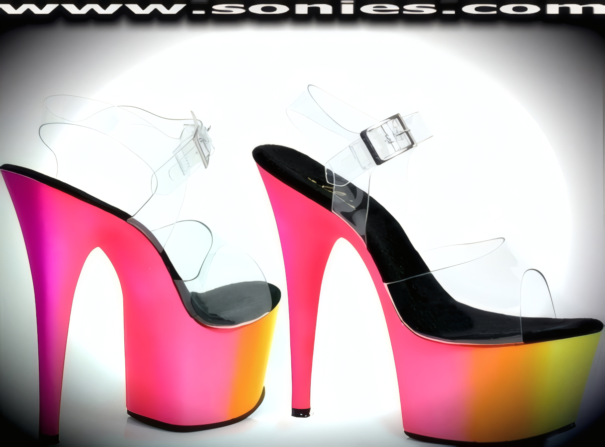 Rainbow 7-Inch Vinyl Open-Toe Platform Shoes