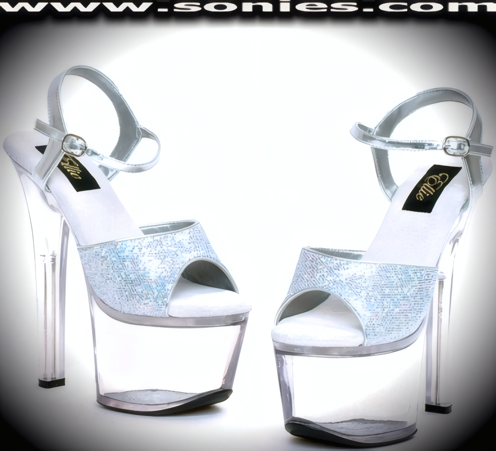 Flirt-G 7-Inch Glitter Vinyl Open-Toe Skyscraper Platform Shoes