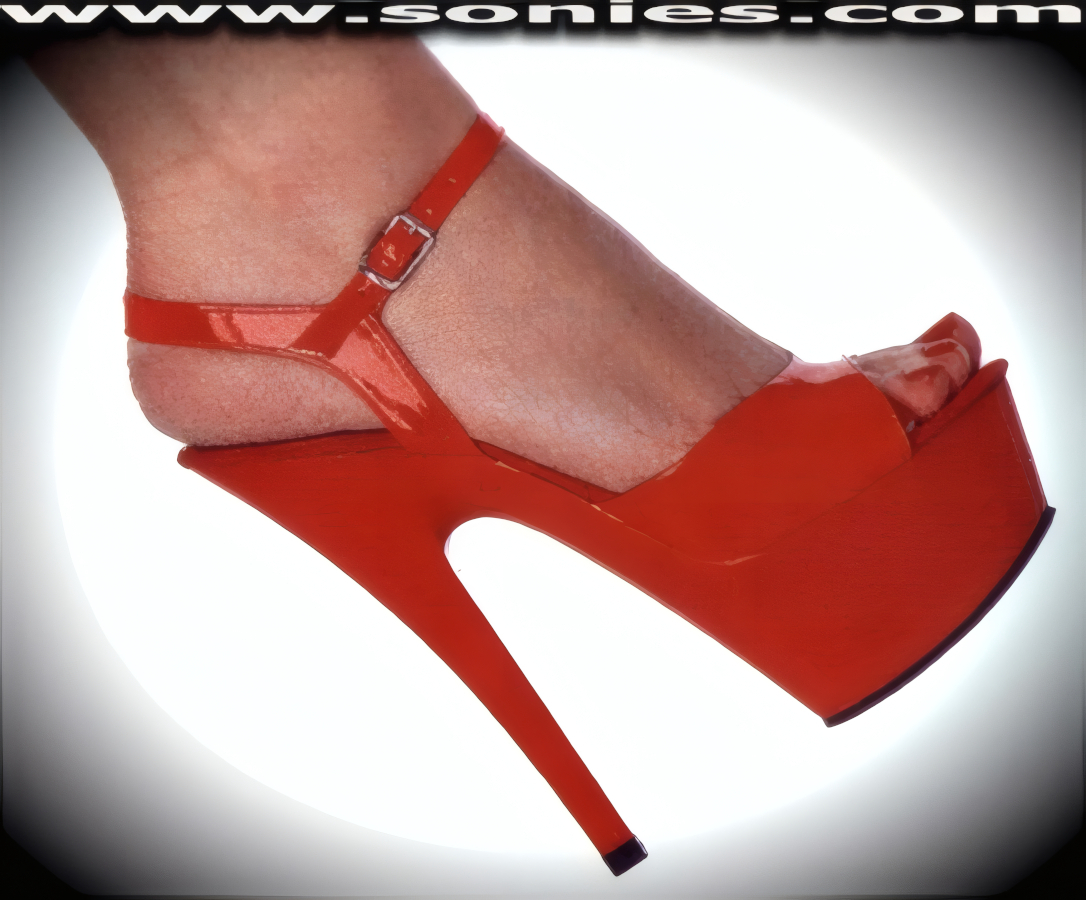 Sassy 6-Inch Vinyl Open-Toe Platform Stiletto Shoes