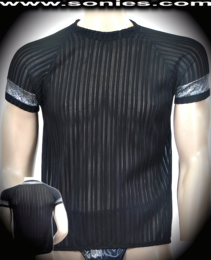 Man's Kit sheer with stripes T-shirt and contrasting pattern