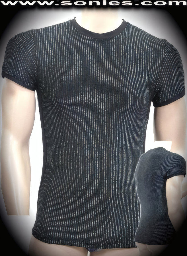 Man's Garry slinky Lycra with glitter dance-wear T-shirt