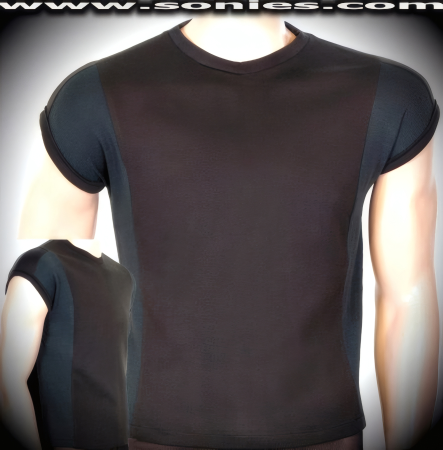 Dammastock cotton muscle shirt with dual contrasting sides