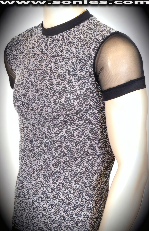 Man's Panacha floral pucker lace dance-wear shirt