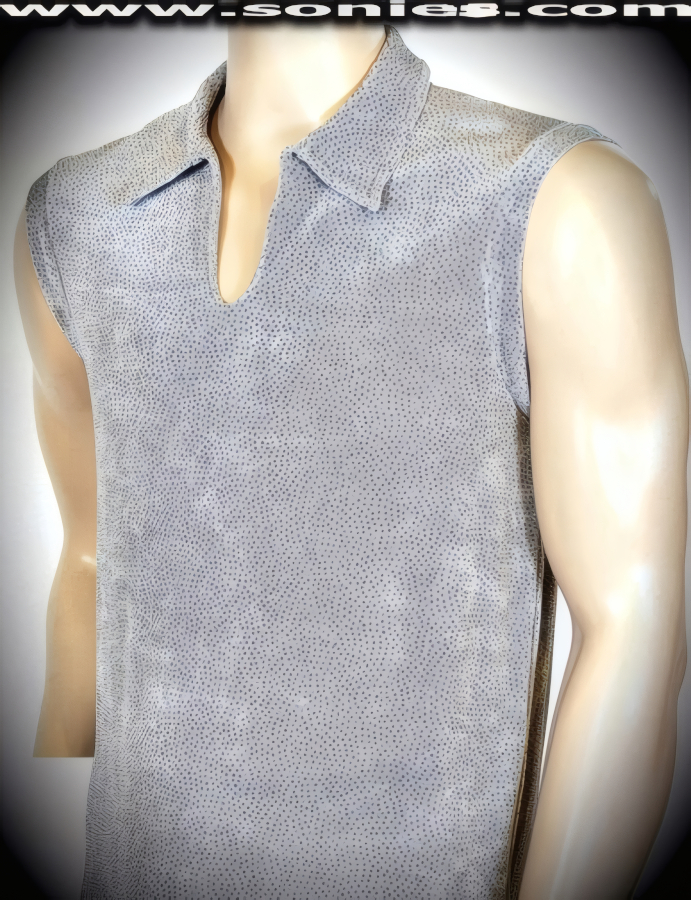 Man's Musala glitter slinky Lycra muscle shirt with collar