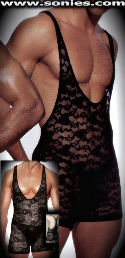 Attila-the-Hun sheer floral lace Lycra curve tracing bodysuit