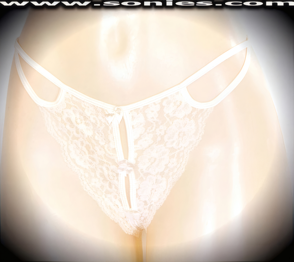 Makalu floral lace crotchless G-String panty with front slit