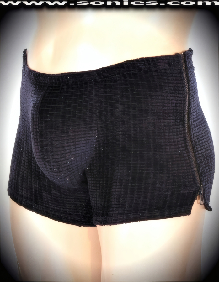 Men's Polyphemuss waffle-textured velvet shorts with zippers