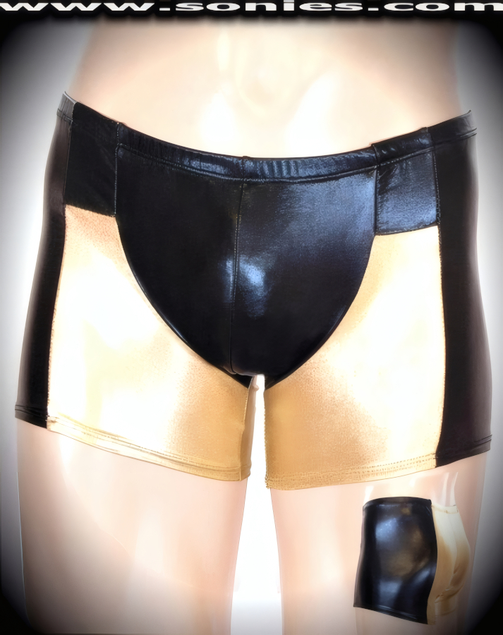 Men's Virgil two-tone stretch liquid Lamé Lycra shorts