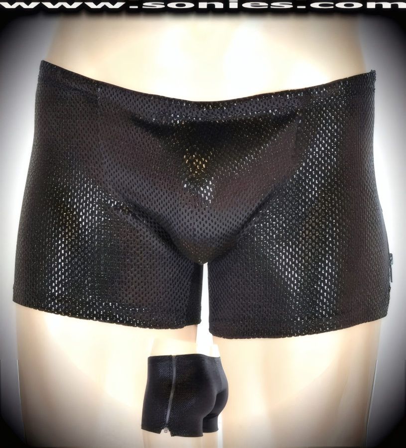 Arthfael coal miners foil velvet shorts with zipper sides