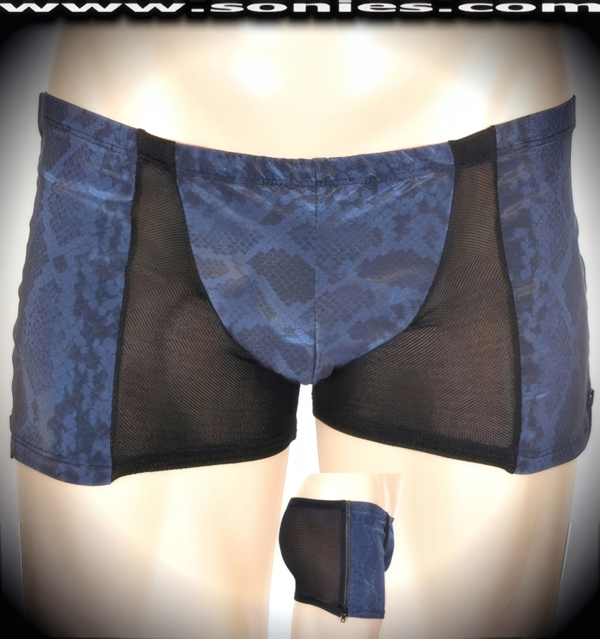 Men's Brin sheer brash net with vinyl shorts and zipper sides