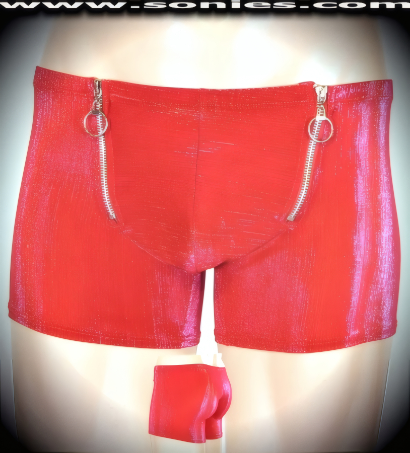 Alun high intensity Lurex slinky shorts with dual biker zippers