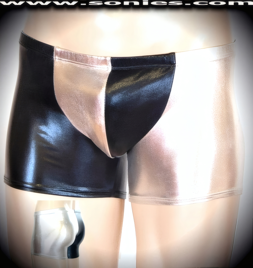 Men's Casanova two-tone stretch liquid Lamé Lycra shorts