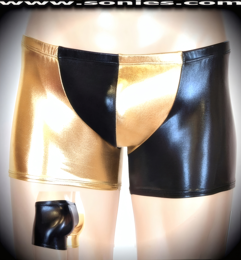 Men's Celyn two-tone stretch liquid Lamé Lycra shorts
