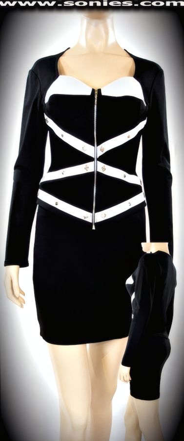 Agapie Lycra and Leather Two-Piece Suit Set