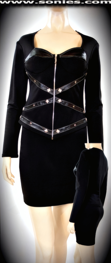 Agapie Lycra and Leather Two-Piece Suit Set