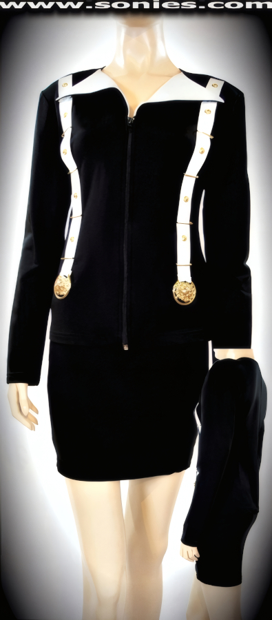Agatha Lycra & Leather Sculpted Two-Piece Elegance Suit Set