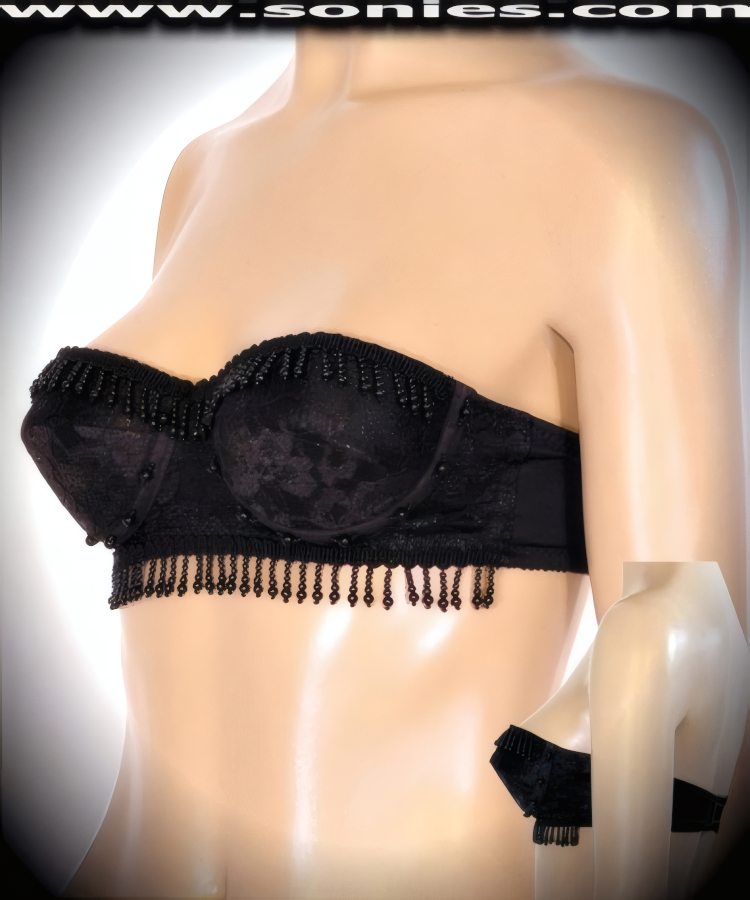 Lucía floral lace with hand beaded strapless bustier