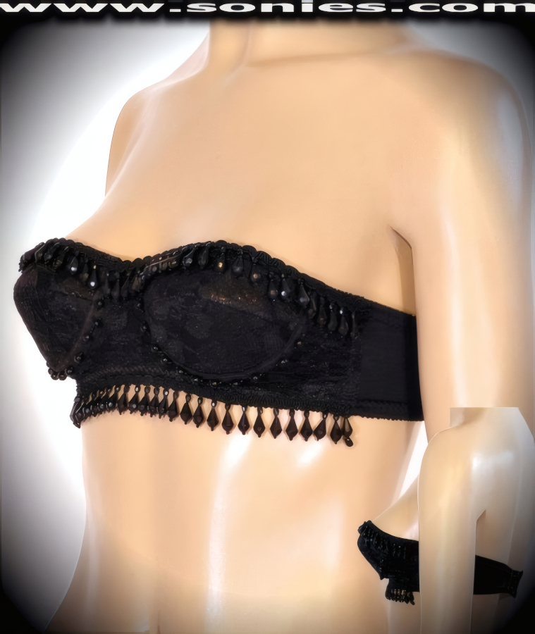 Lupe floral lace with hand beaded strapless bustier