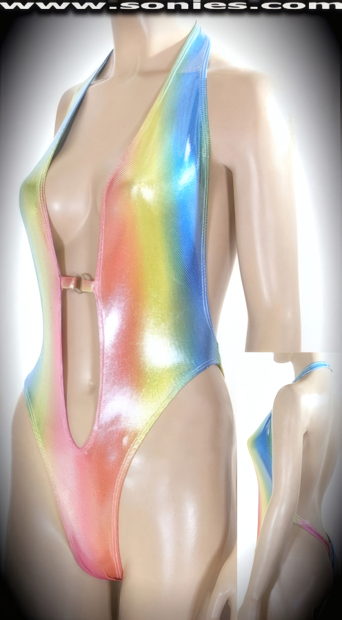 Agüey Rainbow Hologram Halter Monokini