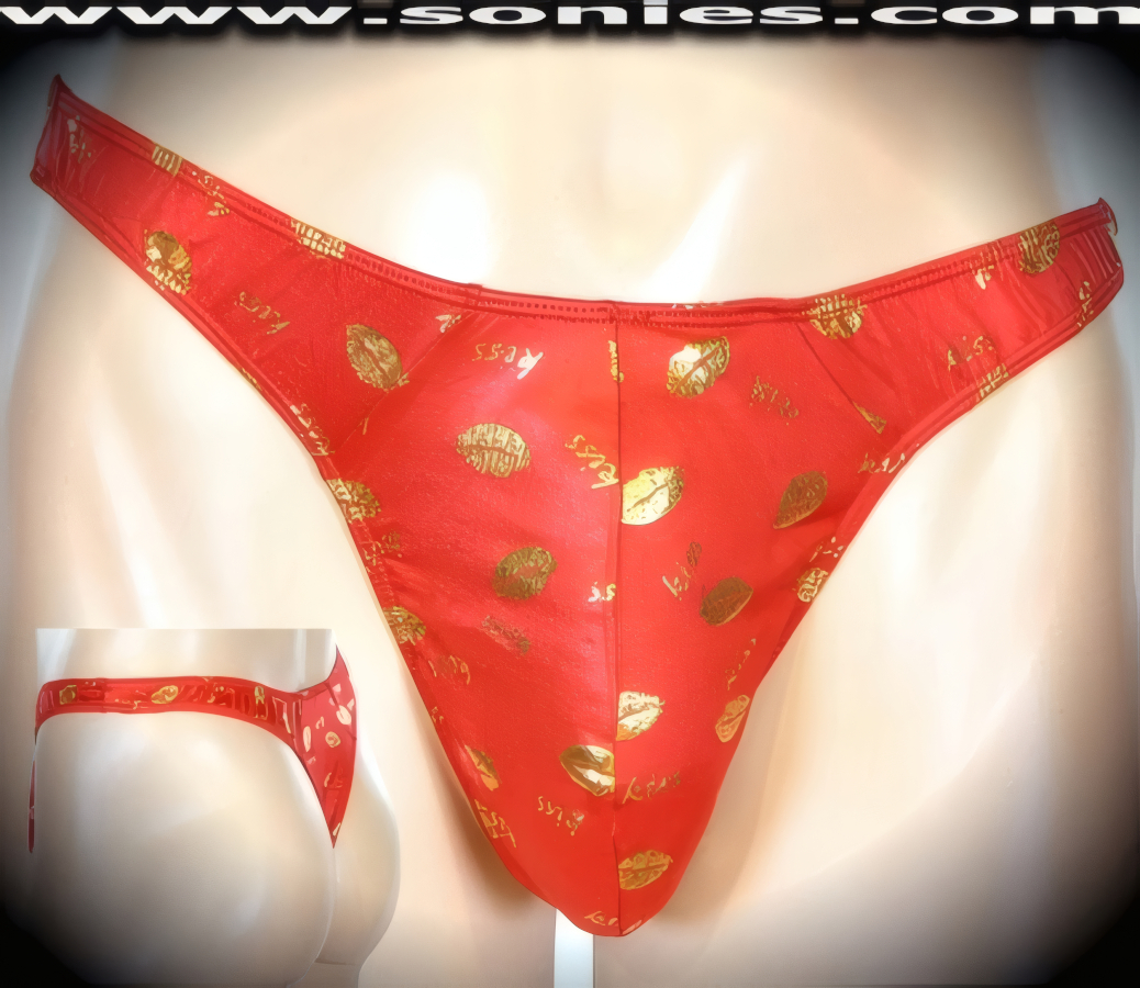 Anchises Kiss Gold Foil Lycra Men’s Thong Underwear