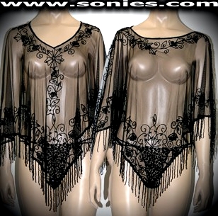 Super soft diaphanous mesh Capelet or Poncho top