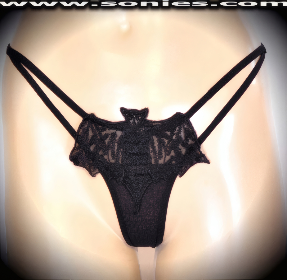 Elegant Chiroptera Fantasy G-String Panty with Bat Embellishment
