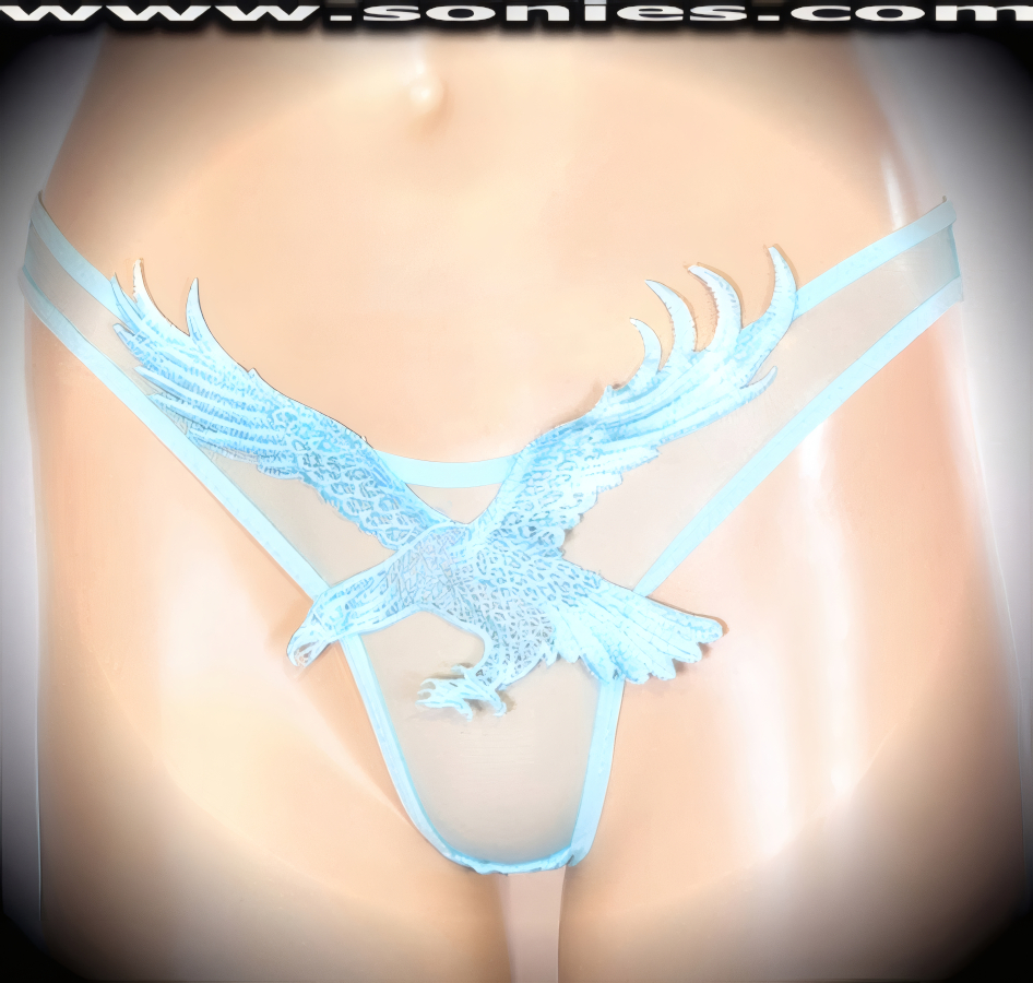 Nethera Low-Rise Mesh Thong Panty with Eagle Embroidery