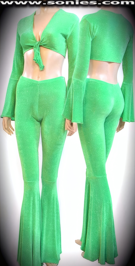 El Asalto flamenco glitter slinky Lycra top and pants set