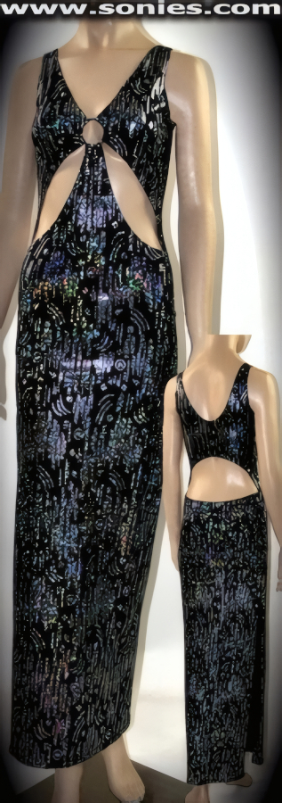 Imbabura glitter Lycra gown with cutouts and metal O-ring