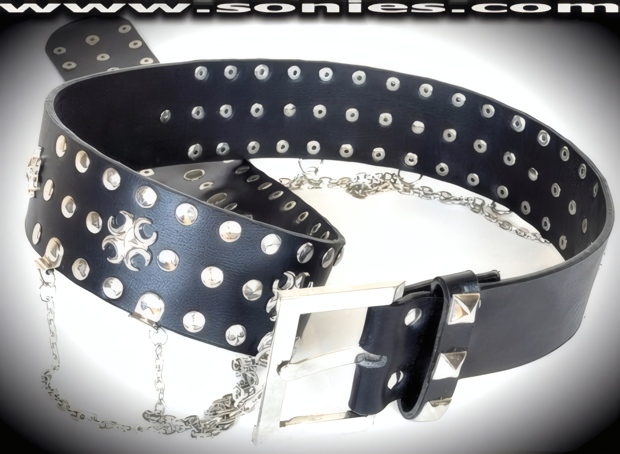 Atalanta Studded Vinyl Belt with Chains