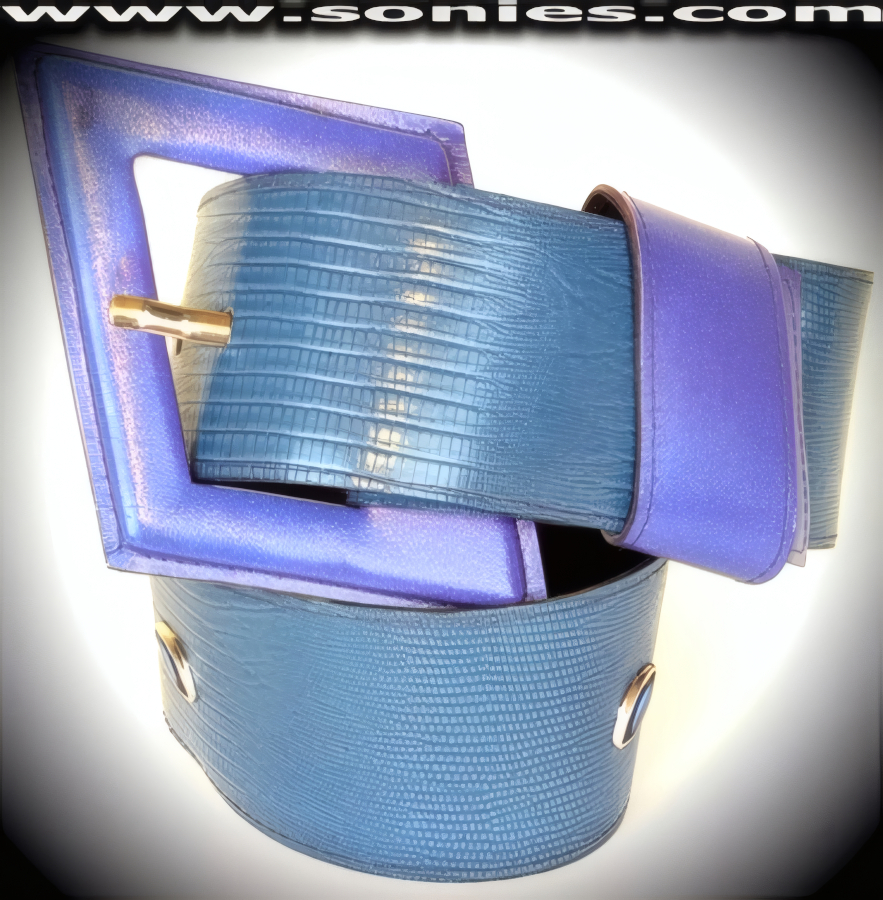 Athene Blue Mist Crocodile Gloss Waist Belt