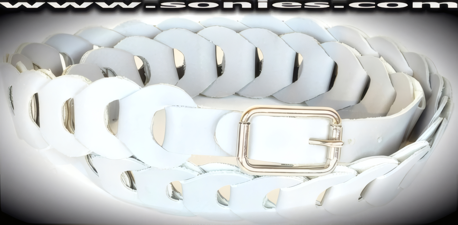 Erymanthus Gray Leather Link Belt with Buckle