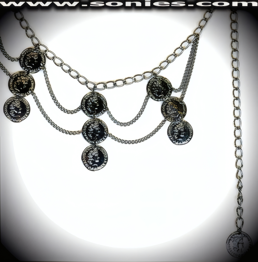 Alia Gun Metal Belly Chain with 3-Coin Rows