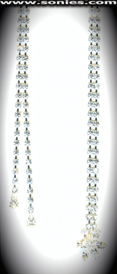 Anodized silver and 2-row rhinestone connect belly chain